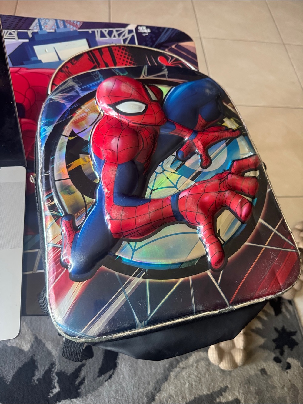 Spider-Man 3D Bubble Front Kids Backpack - Red & Blue
